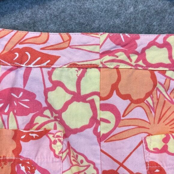 Lilly Pulitzer Floral Print Pants Size 4 Tropical Hibiscus Flamingo Capri Cotton - Picture 11 of 14